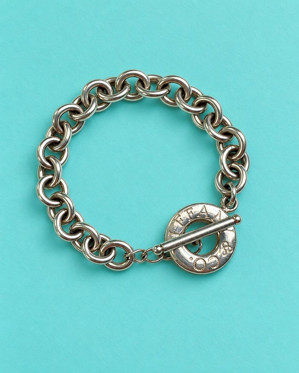 Tiffany & Co. Sterling Silver 925 Toggle Chain Bracelet 7.5”